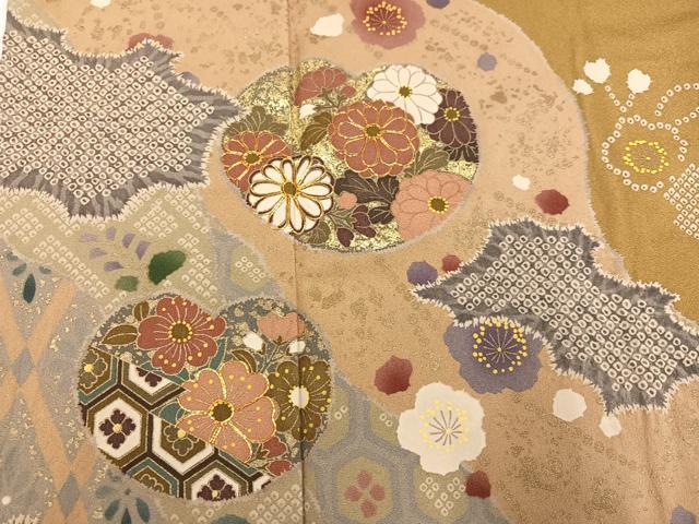 平和屋着物●訪問着 駒刺繍 吉祥花文 金彩 正絹 逸品 AABH9605ph