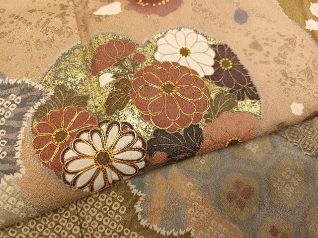 平和屋着物●訪問着 駒刺繍 吉祥花文 金彩 正絹 逸品 AABH9605ph