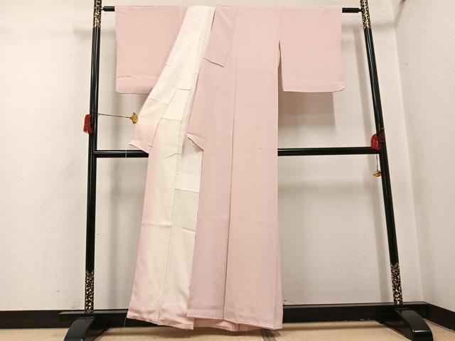 平和屋着物●上質な色無地 水柿色 正絹 逸品 未使用 AABH9609ph