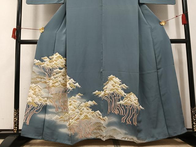 平和屋着物●豪華色留袖 友禅 駒刺繍 浜松文 暈し染め 金彩 正絹 逸品 AABH9612ph