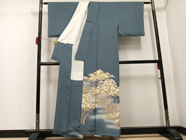 平和屋着物●豪華色留袖 友禅 駒刺繍 浜松文 暈し染め 金彩 正絹 逸品 AABH9612ph
