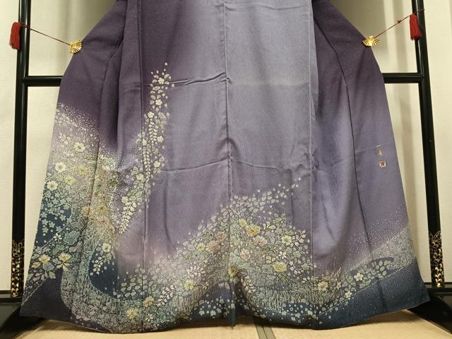 平和屋着物●吉乃一廉 幻の辻が花 訪問着 辻が花 絞り 暈し染め 金彩 銀通し地 正絹 逸品 AABH9615ph