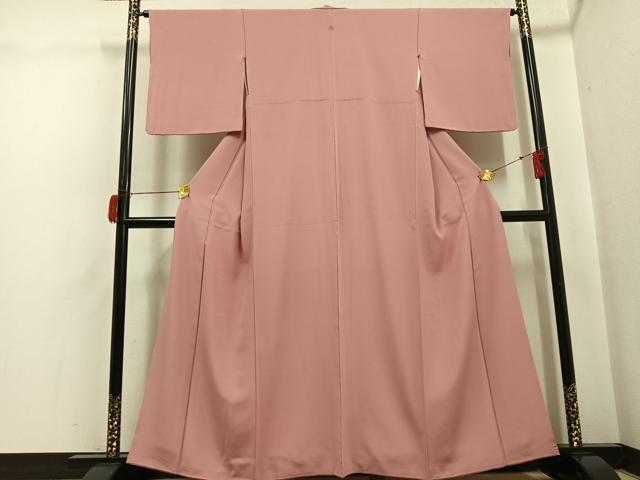 平和屋着物●上質な色無地 退紅色 正絹 逸品 AABH9617ph