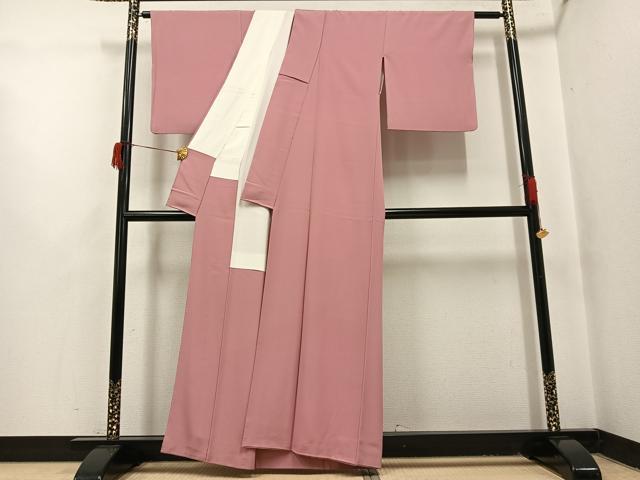 平和屋着物●上質な色無地 退紅色 正絹 逸品 AABH9617ph