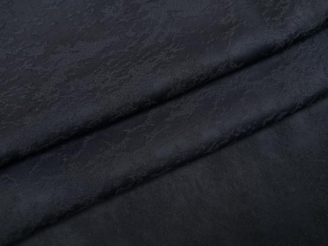 平和屋着物●上質な色無地 本藍 紋意匠 藍鉄色 正絹 逸品 AABH9618ph