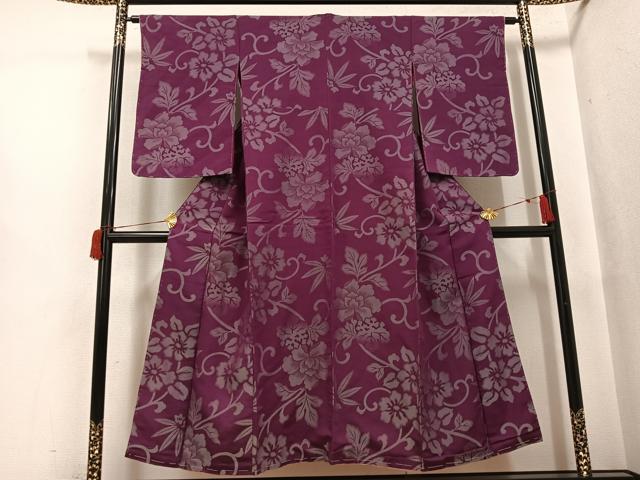 平和屋着物●アンティーク 大正ロマン お召 花唐草文 正絹 逸品 AABH9629ph
