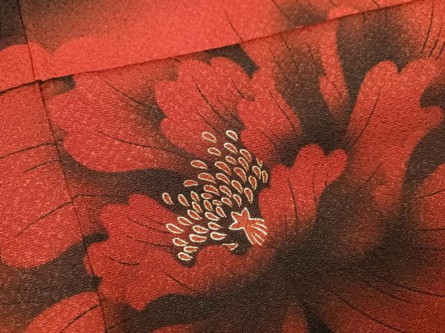 平和屋着物●豪華振袖 牡丹 暈し染め 金彩 正絹 逸品 AABH9630ph