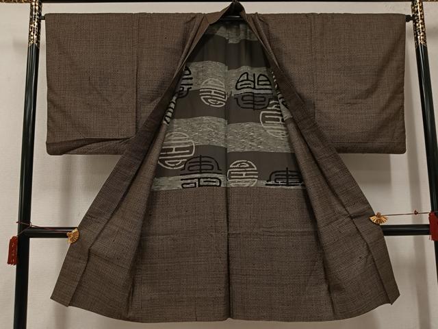 平和屋着物●男性 男柄の最高峰 西郷柄 西郷絣 本場大島紬 アンサンブル 正絹 逸品 AABH9635ph