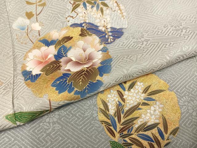平和屋着物●訪問着 雪輪花文 暈し染め 金彩 正絹 逸品 AABH9650ph