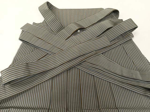 平和屋着物●男性 人間国宝 甲田綏郎 精好仙台平 馬乗り袴 縞 正絹 逸品 AABH9654ph