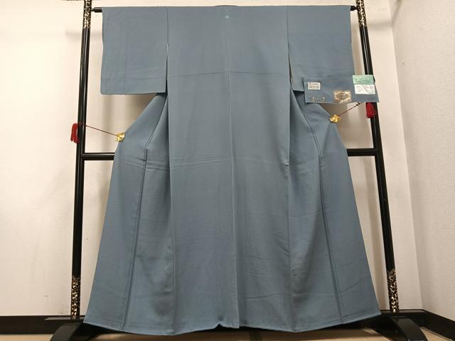 平和屋着物●上質な色無地 湊鼠色 反端付き 正絹 逸品 AABH9658ph