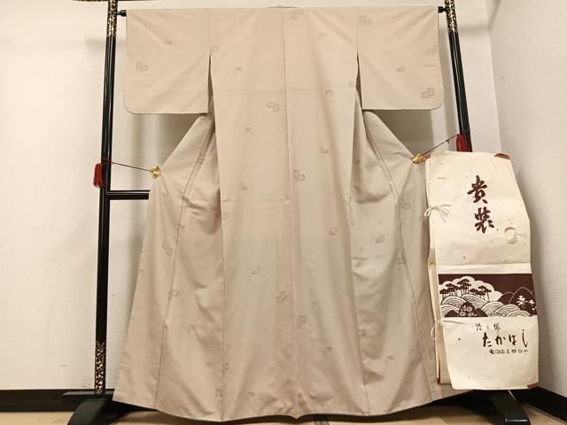 平和屋着物●結城紬 100亀甲 飛び亀甲柄 色紙重ね文 染と織 たかはし たとう紙付き 正絹 逸品 AABH9659ph