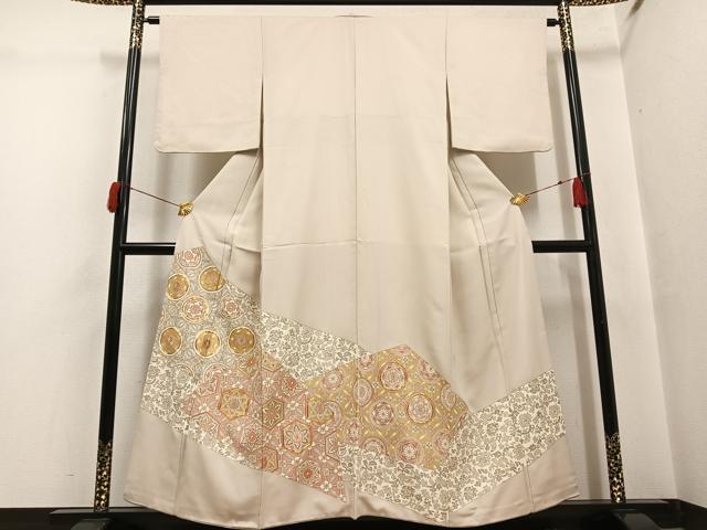 平和屋着物●豪華色留袖 駒刺繍 更紗唐草文 金彩 正絹 逸品 AABH9660ph