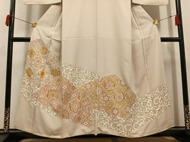 平和屋着物●豪華色留袖 駒刺繍 更紗唐草文 金彩 正絹 逸品 AABH9660ph