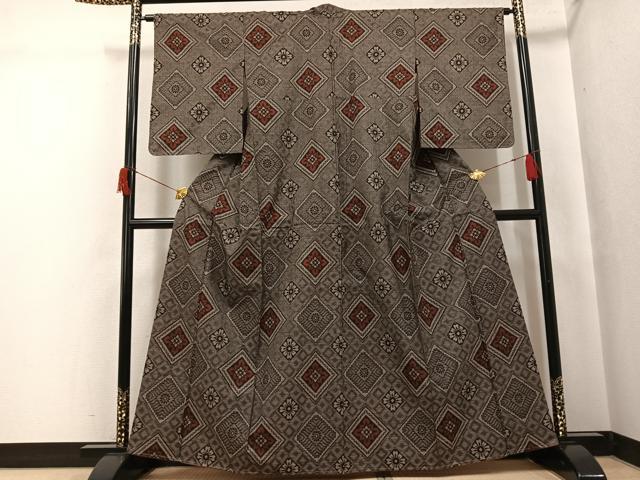 平和屋着物●本場大島紬 龍郷絣 正絹 逸品 AABH9661ph