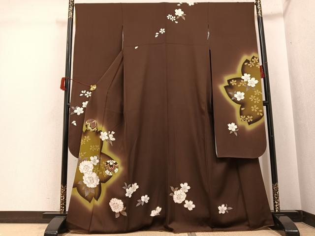 平和屋着物●豪華振袖 舞桜文 暈し染め 金彩 正絹 逸品 AABH9666ph