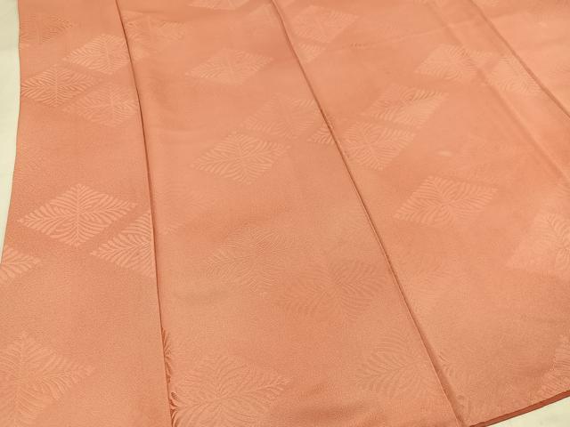 平和屋着物●上質な色無地 松菱地紋 宍色 正絹 逸品 AABH9667ph