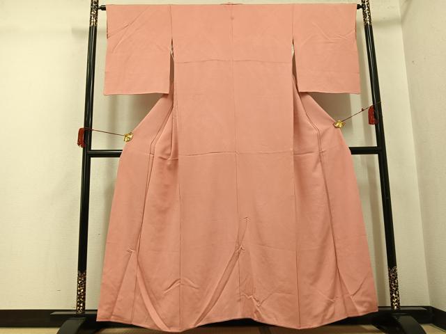 平和屋着物●上質な色無地 草木地紋 宍色 正絹 逸品 AABH9671ph
