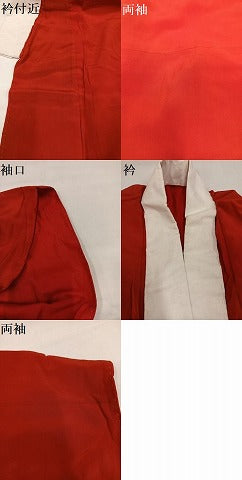 平和屋着物●アンティーク 大正ロマン 長襦袢 袷 色無地 緋色 正絹 逸品 AABH9672ph
