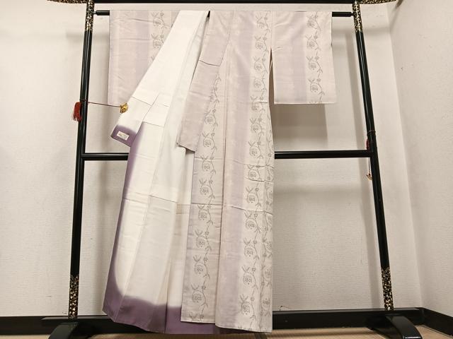 平和屋着物●結城紬 平織 80亀甲 花間道 奥順謹製 やまと金ラベル 反端付き 正絹 逸品 AABH9673ph