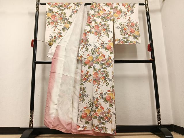 平和屋着物●上質な小紋 草花文 正絹 逸品 AABH9678ph