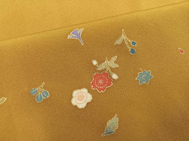 平和屋着物●上質な小紋 友禅 草花文 金彩 正絹 逸品 AABH9690ph