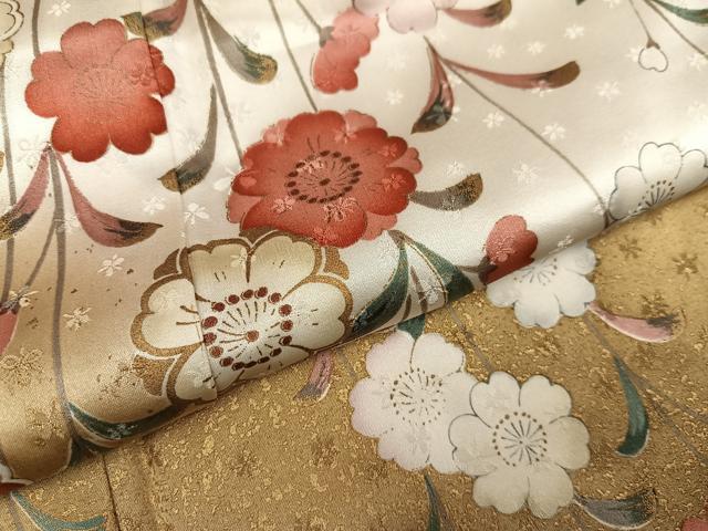 平和屋着物●訪問着 枝垂れ桜文 暈し染め 金彩 正絹 逸品 AABH9691ph