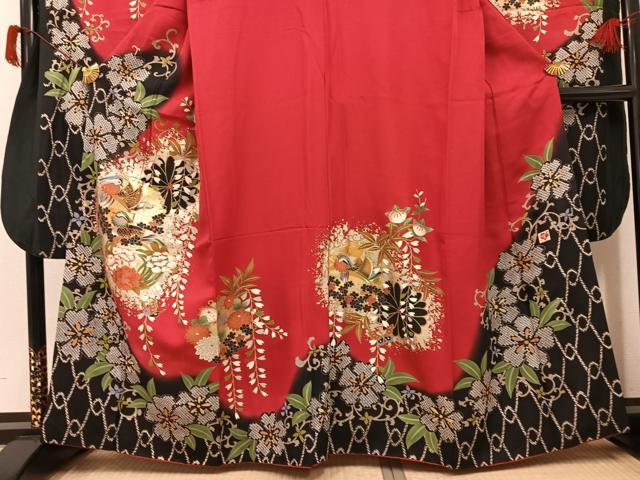 平和屋着物●女優・後藤久美子ブランド 振袖 鴛鴦草花舞蝶文 暈し染め 金彩 正絹 逸品 AABH9692ph