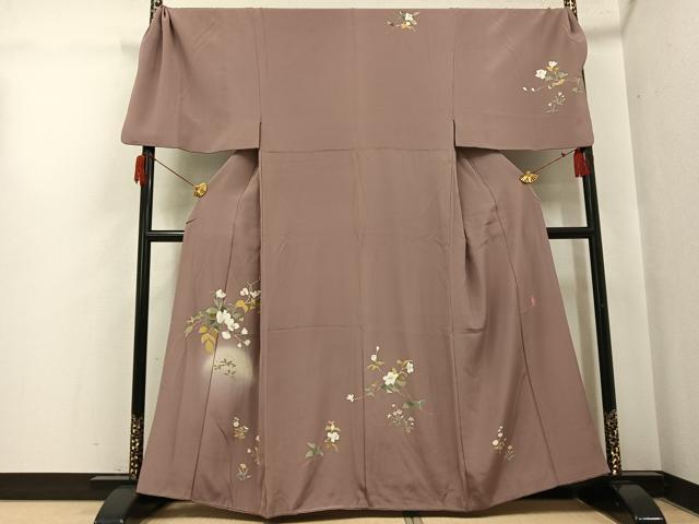 平和屋着物●男性 訪問着 キングサイズ 友禅 作家物 美山 枝花文 正絹 逸品 AABH9693ph