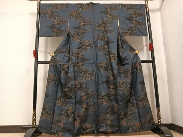 平和屋着物●本場大島紬 一元7マルキ 花唐草文 正絹 逸品 AABH9696ph