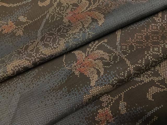 平和屋着物●本場大島紬 一元7マルキ 花唐草文 正絹 逸品 AABH9696ph