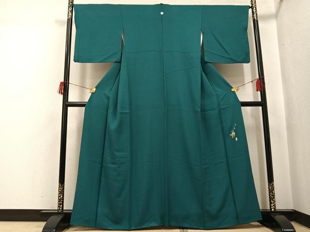 平和屋着物●上質な色無地 草木染 花地紋 天鵞絨色 正絹 逸品 AABH9697ph