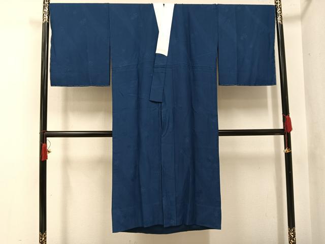 平和屋着物○長襦袢 無双仕立て 梅地紋 鉄御納戸色 正絹 逸品 未使用