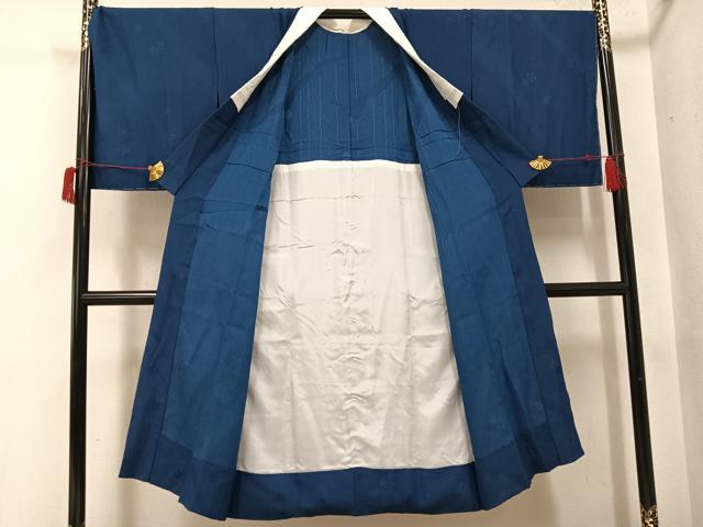 平和屋着物●長襦袢 無双仕立て 梅地紋 鉄御納戸色 正絹 逸品 未使用 AABH9705ph