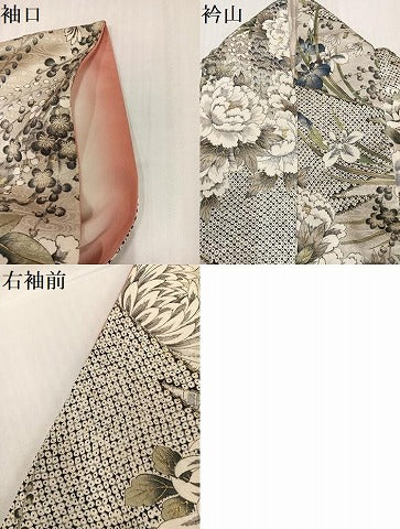 平和屋着物●上質な小紋 草花文 金彩 正絹 逸品 AABH9712ph