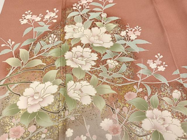 平和屋着物●訪問着 草花文 暈し染め 金銀彩 正絹 逸品 AABH9713ph