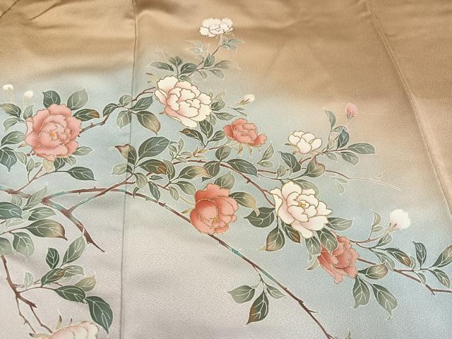 平和屋着物●訪問着 友禅 草花文 暈し染め 金彩 正絹 逸品 AABH9717ph