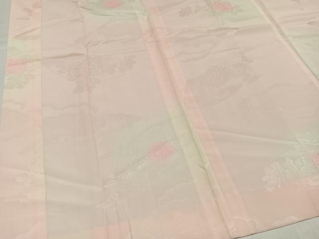 平和屋着物●振袖用長襦袢 無双仕立て 地紙花地紋 暈し染め 半衿刺繍 正絹 逸品 未使用 AABH9719ph
