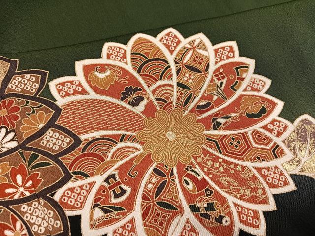 平和屋着物●豪華振袖 駒刺繍 草花文 金彩 正絹 逸品 AABH9725ph