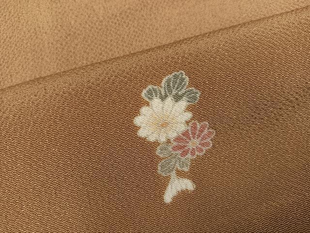 平和屋着物●上質な小紋 草花文 鬼しぼ縮緬 正絹 逸品 AABH9728ph