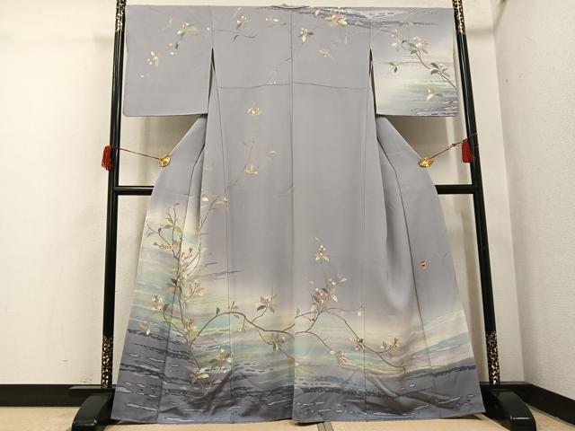 平和屋着物●訪問着 友禅 作家物 枝花文 暈し染め 金彩 正絹 逸品 AABH9733ph