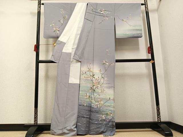 平和屋着物●訪問着 友禅 作家物 枝花文 暈し染め 金彩 正絹 逸品 AABH9733ph