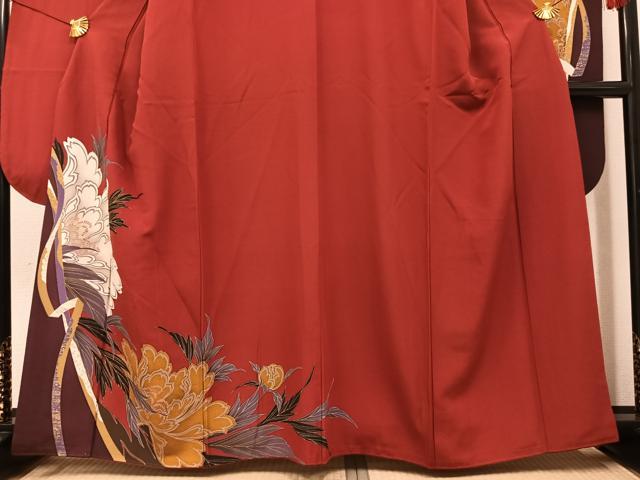平和屋着物●豪華振袖 刺繍 草花文 金彩 正絹 逸品 AABH9734ph