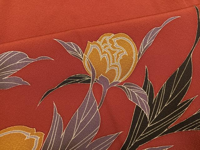 平和屋着物●豪華振袖 刺繍 草花文 金彩 正絹 逸品 AABH9734ph