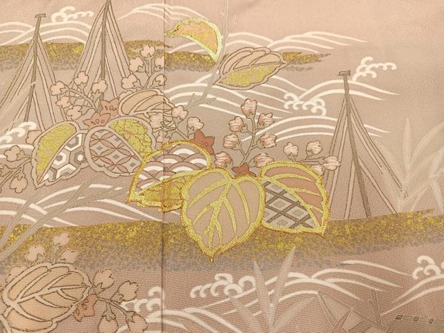 平和屋着物●豪華色留袖 駒刺繍 桐籬立波舟文 金彩 正絹 逸品 AABH9735ph