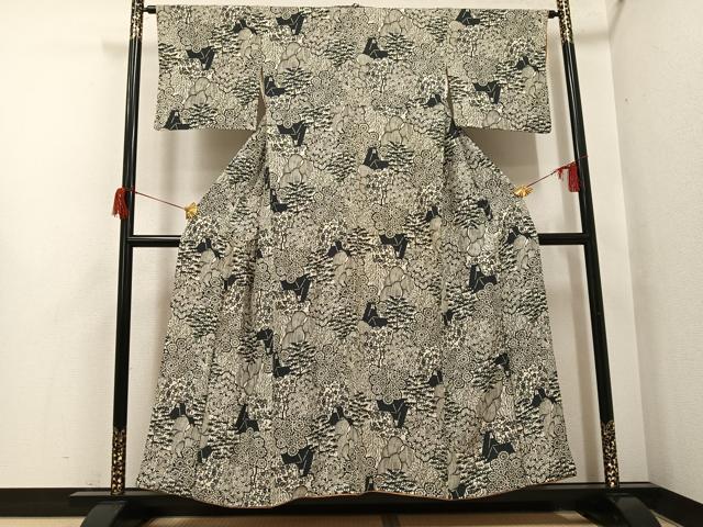 平和屋着物●上質な小紋 型染め 松竹梅風景文 正絹 逸品 AABH9740ph