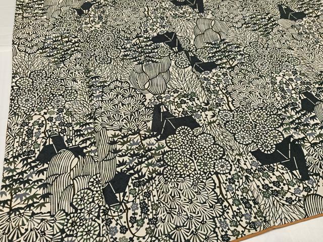 平和屋着物●上質な小紋 型染め 松竹梅風景文 正絹 逸品 AABH9740ph