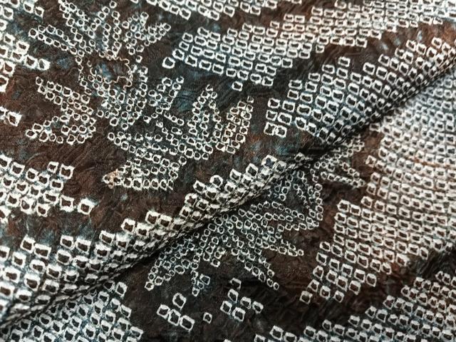 平和屋着物●上質な小紋 総絞り 流水笹文 正絹 逸品 未使用 AABH9751ph