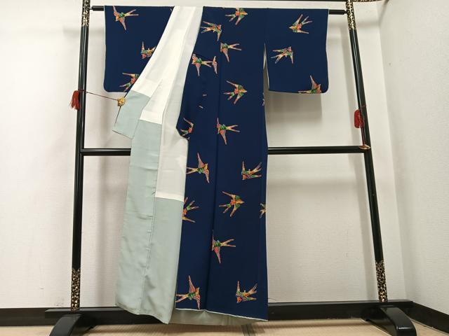 平和屋着物●上質な小紋 型染め 飛鳥文 正絹 逸品 AABH9754ph