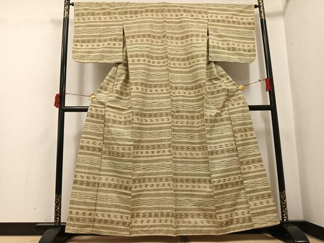 平和屋着物●上質な紬 横段文 正絹 逸品 AABH9758ph